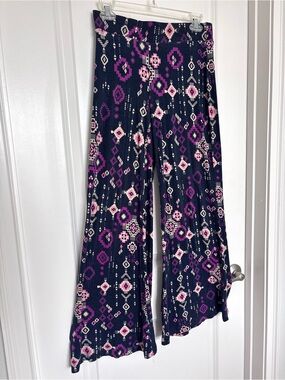 Mossimo Boho Wide Leg Pants Tribal Print Flowy Festival Lounge Y2K Purple XS / S